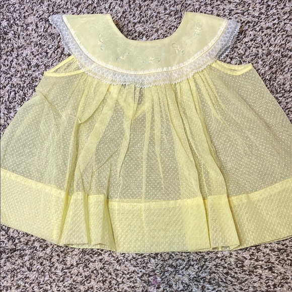 VNTG Nannette Sheer Yellow Casual Dress with Swiss Dot - Picture 1 of 6